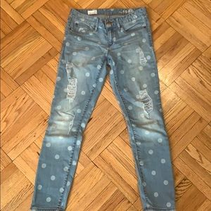 Gap Always Skinny distressed polka dot jeans